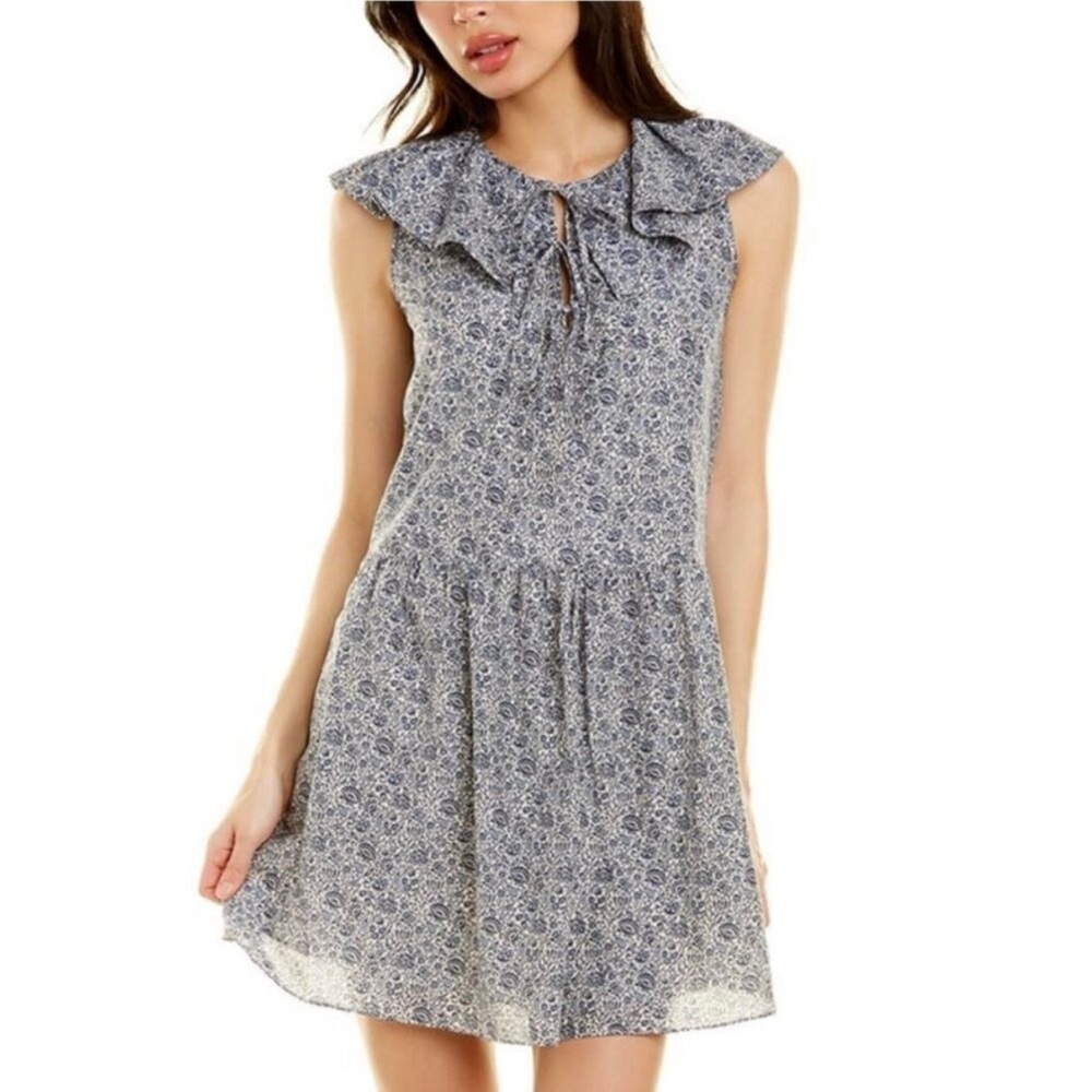 REBECCA TAYLOR Floral Vine Print Sleeveless Silk Blend Dress Medium